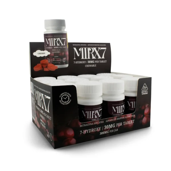 MIRX7 7-Hydroxy Extract Chewable Tablets 30 mg 10 Count Cherry Display Box Front