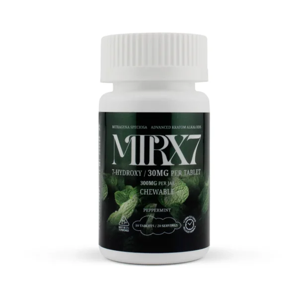 MIRX7 7-Hydroxy Extract Chewable Tablets 30 mg 10 Count Peppermint