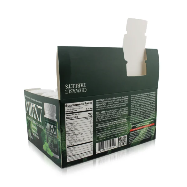 MIRX7 7-Hydroxy Extract Chewable Tablets 30 mg 10 Count Peppermint Display Box Back