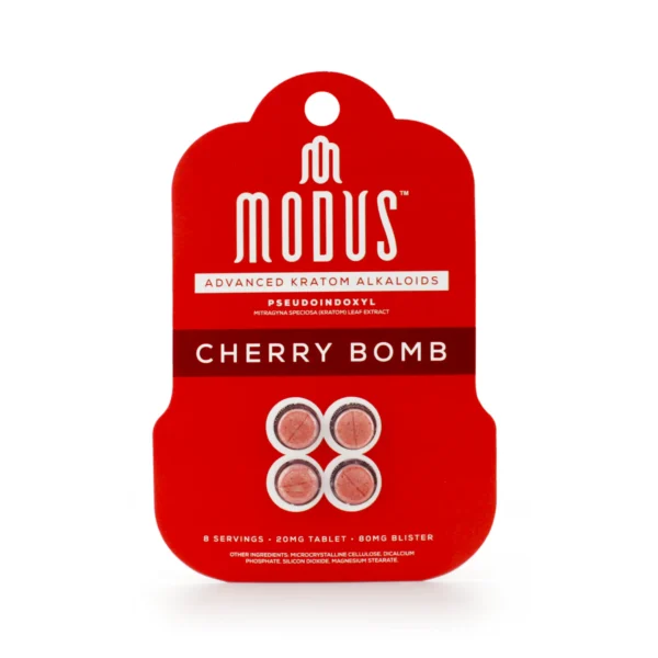 Modus Pseudo Kratom Leaf Extract Chewable Tablets 20 mg 4 Count Cherry Bomb