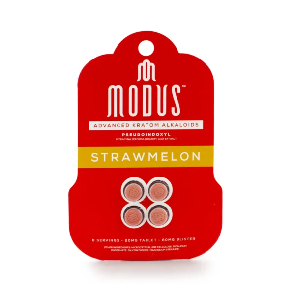 Modus Pseudo Kratom Leaf Extract Chewable Tablets 20 mg 4 Count Strawmelon