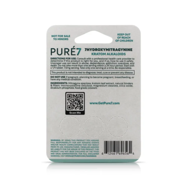 Pure7 7-OH Extract Chewable Tablets 30 mg 3 Count Strawberry Back