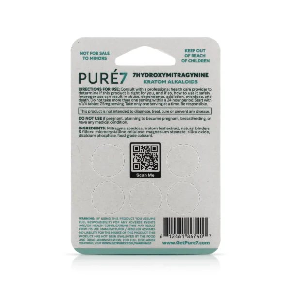 Pure7 7-OH Extract Chewable Tablets 30 mg 5 Count Strawberry Back