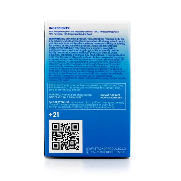 Stackd 7-Hydroxymitragynine Disposable Vape Pen 2g 200 mg Blue Razz Back