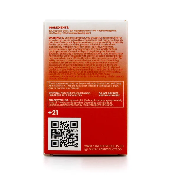 Stackd 7-Hydroxymitragynine Disposable Vape Pen 2g 200 mg Strawberries and Cream Back