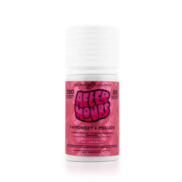 After Hours 7-Hydroxy and Pseudo Kratom Leaf Extract Chewable Tablets 25 mg 10 Count Pink Lemonade