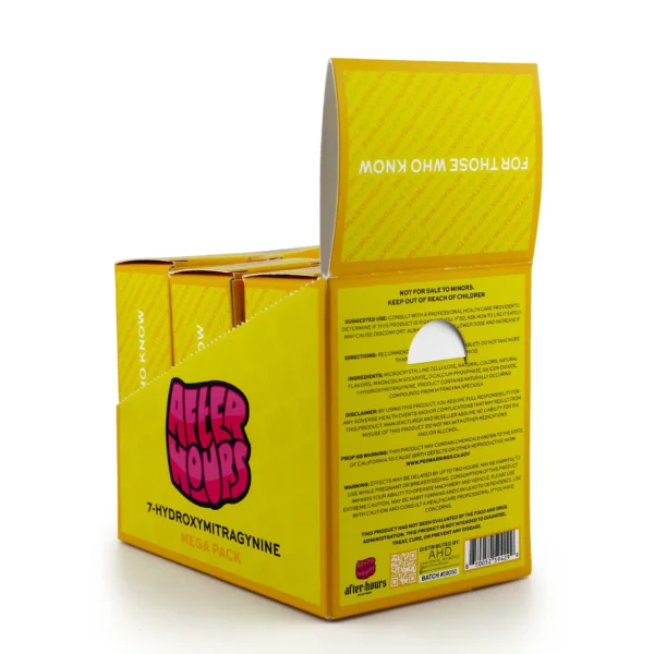 After Hours 7-Hydroxymitragynine Kratom Leaf Extract Chewable Tablets 24 mg 10 Count Pineapple Bliss Display Box Back