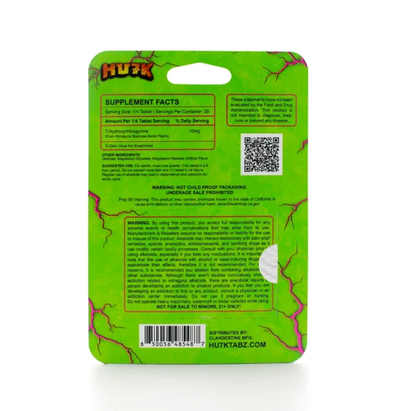 Hu7k Hulk 7-Hydroxy Smashers Blend Chewable Tablets 40 mg 5 Count Watermelon Back