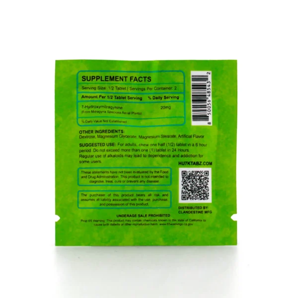Hu7k Hulk 7-Hydroxy Smashers Blend XL Chewable Tablets 40 mg 1 Count Mint Back