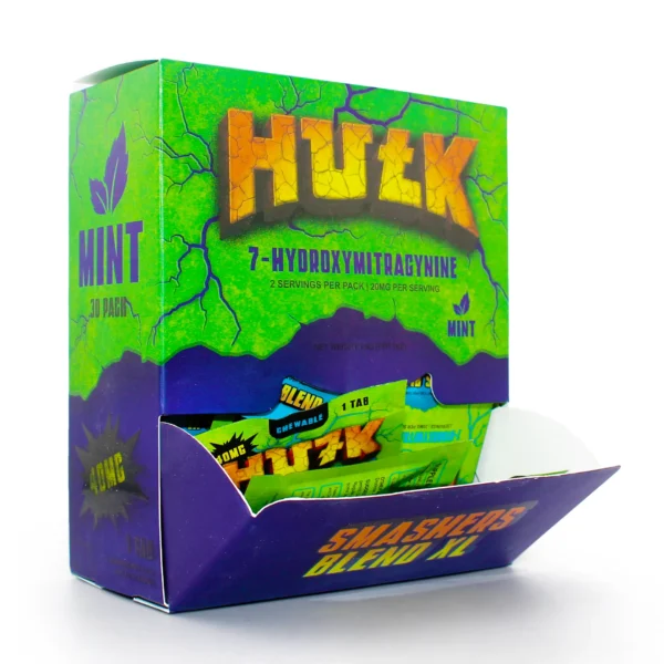 Hu7k Hulk 7-Hydroxy Smashers Blend XL Chewable Tablets 40 mg 1 Count Mint Display Box