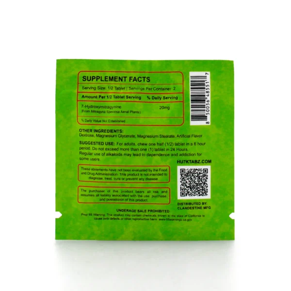 Hu7k Hulk 7-Hydroxy Smashers Blend XL Chewable Tablets 40 mg 1 Count Strawberry Back