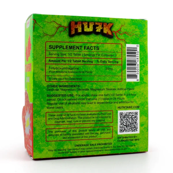 Hu7k Hulk 7-Hydroxy Smashers Blend XL Chewable Tablets 40 mg 1 Count Strawberry Display Box Back