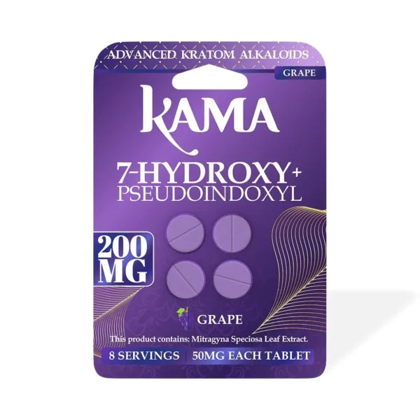 Kama 7-Hydroxy Pseudo Kratom Extract Chewable Tablets 50 mg 4 Count Grape