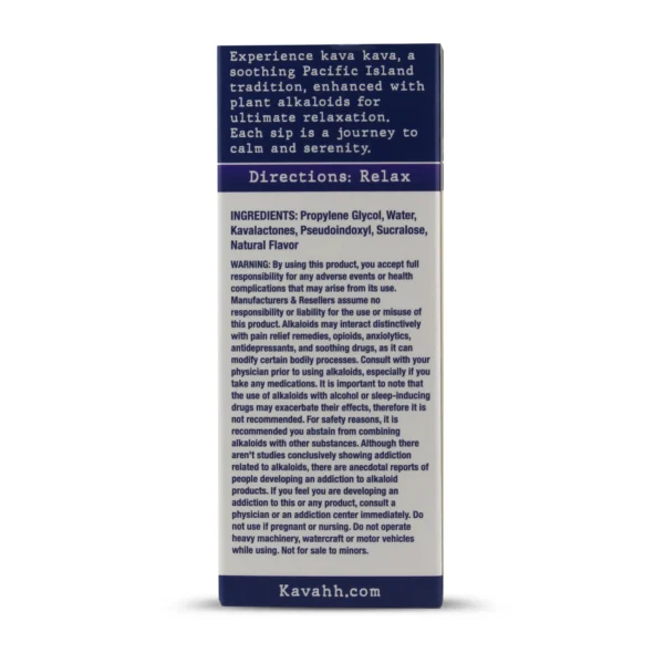 Kavahh Kava Pseudoindoxyl Relaxing Shot 50 Ml Gourmet Grape Box Back