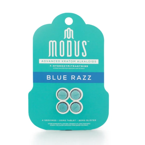 Modus 7-Hydroxymitragynine Kratom Leaf Extract Chewable Tablets 20 mg 4 Count Blue Razz