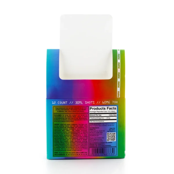 NUNU 7-hydroxymitragynine Infused Shot 30 ml 60 mg Display Box Back