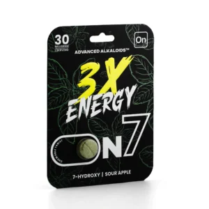 On7 7-Hydroxy 3X Energy Kratom Leaf Extract Chewable Tablets 30 mg 1 Count Sour Apple