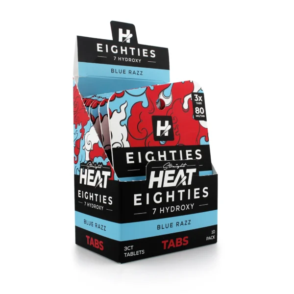 Straight Heat 7-Hydroxy Chewable Tablets 80 mg 4 Count Blue Razz Display Box Front