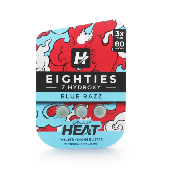 Straight Heat 7-Hydroxy Chewable Tablets 80 mg 4 Count Blue Razz Front