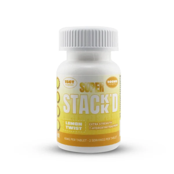 Super Stack D 7-Hydroxy Extra Strength Extract Chewable Tablets 60 Mg 15 Count Lemon Twist