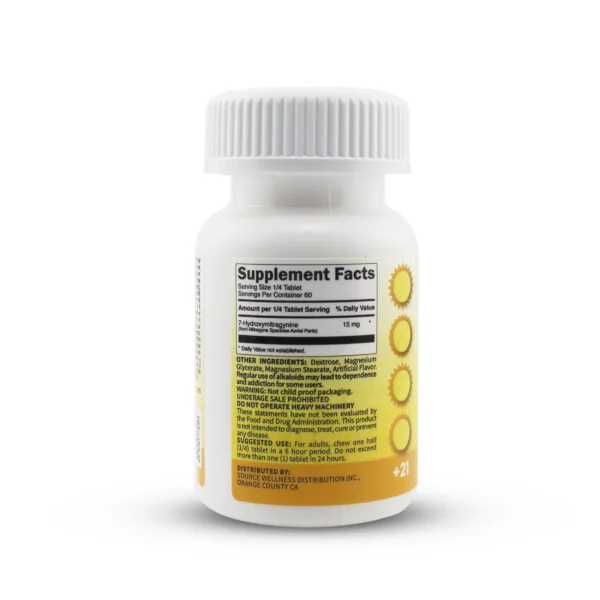 Super Stack D 7-Hydroxy Extra Strength Extract Chewable Tablets 60 Mg 15 Count Lemon Twist Supplement Facts