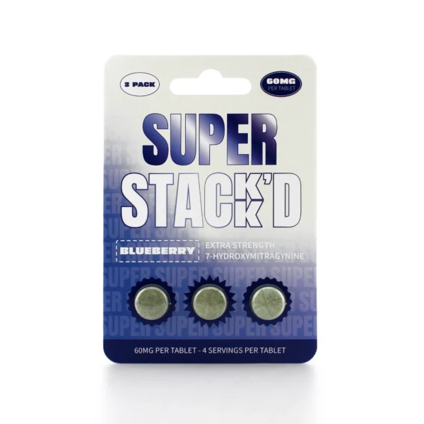 Super Stack-d 7-Hydroxy Extra Strength Extract Chewable Tablets 60 mg 3 Count Blueberry