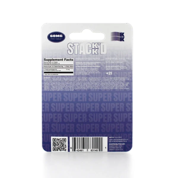 Super Stack-d 7-Hydroxy Extra Strength Extract Chewable Tablets 60 mg 3 Count Blueberry Back