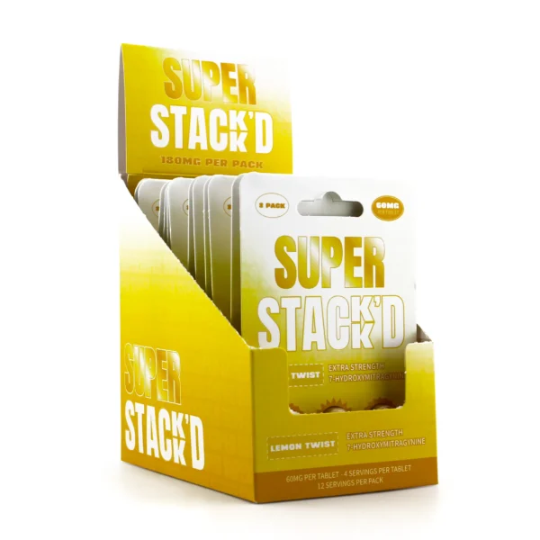 Super Stack-d 7-Hydroxy Extra Strength Extract Chewable Tablets 60 mg 3 Count Lemon Twist Display Box