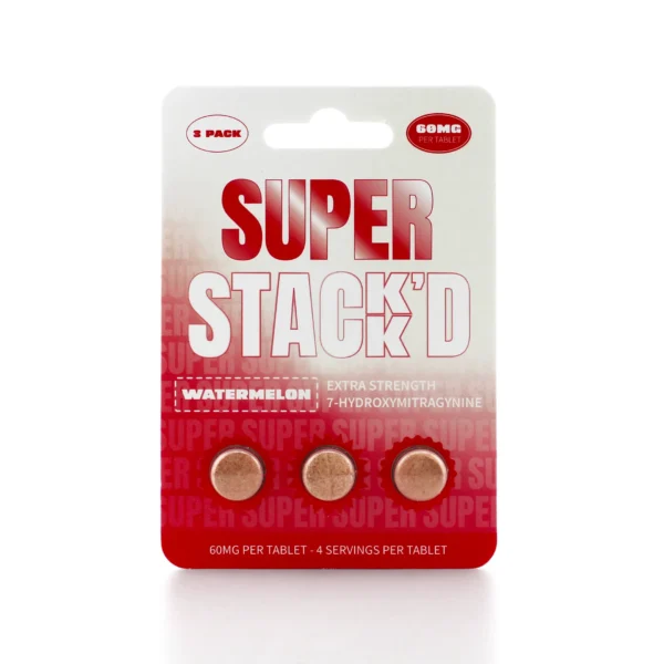 Super Stack-d 7-Hydroxy Extra Strength Extract Chewable Tablets 60 mg 3 Count Watermelon