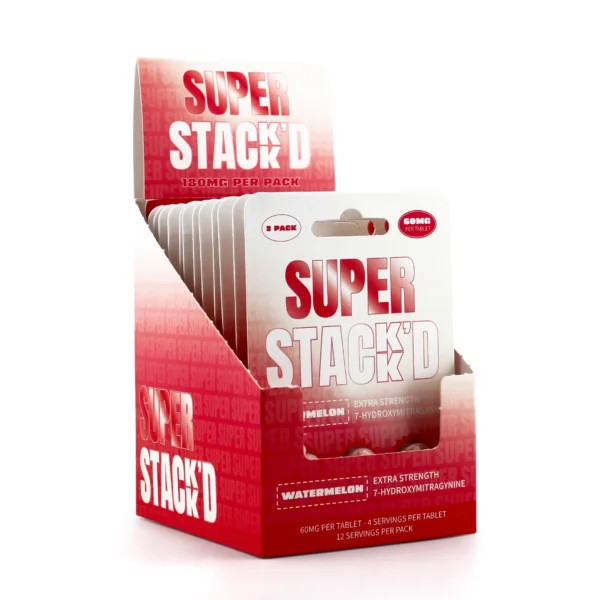 Super Stack-d 7-Hydroxy Extra Strength Extract Chewable Tablets 60 mg 3 Count Watermelon Display Box