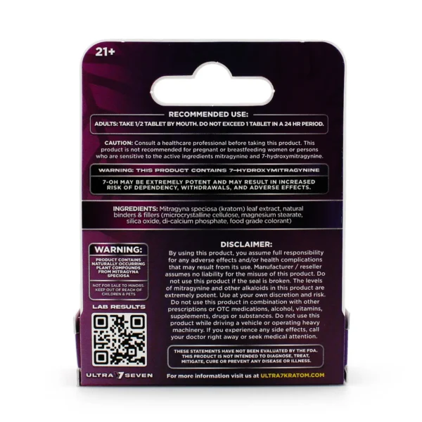 Ultra Seven Ultra Strength 7-OH Chewable Tablets 20 mg 10 Count Lemonade Back