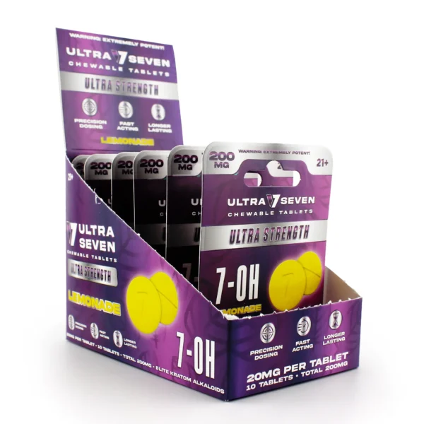 Ultra Seven Ultra Strength 7-OH Chewable Tablets 20 mg 10 Count Lemonade Display Box