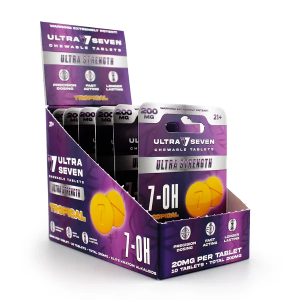 Ultra Seven Ultra Strength 7-OH Chewable Tablets 20 mg 10 Count Tropical Display Box