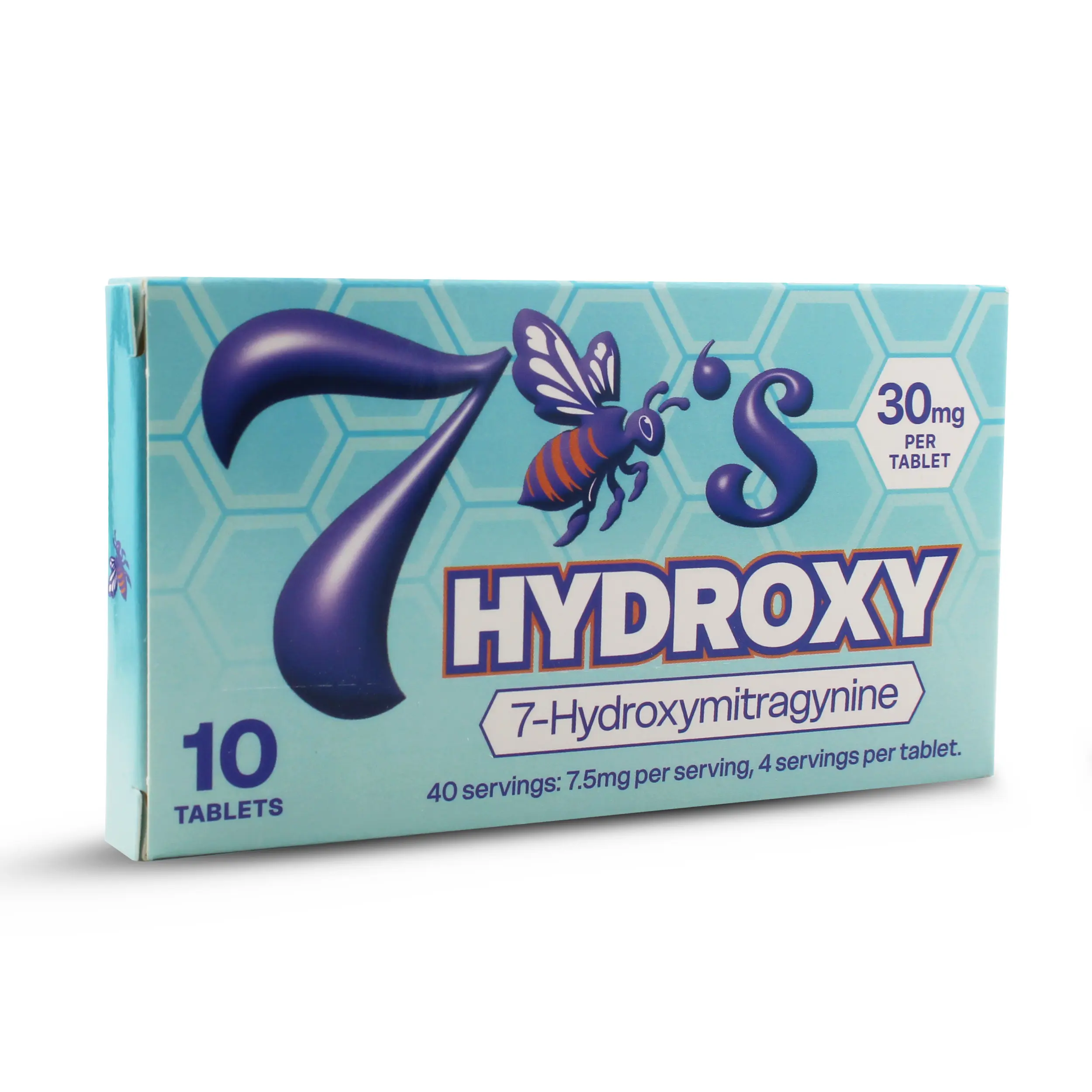 7 Bee’s 7-Hydroxy Kratom Leaf Tablets 10 Count Original Display Box Front