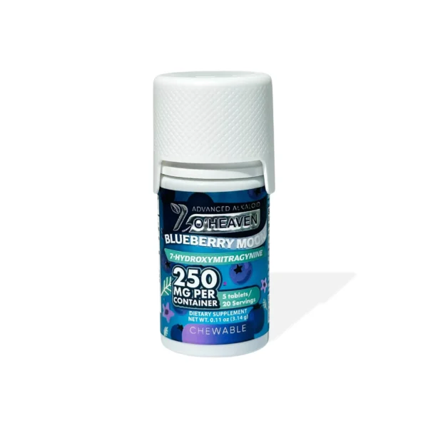 7-Oheaven 7-Hydroxymitragynine Kratom Leaf Extract Chewable Tablets 50 mg 5 Count Blueberry Moon Front
