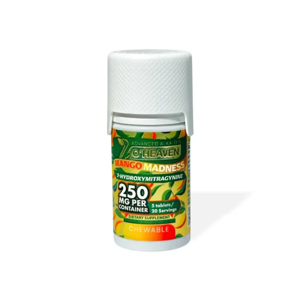 7-Oheaven 7-Hydroxymitragynine Kratom Leaf Extract Chewable Tablets 50 mg 5 Count Mango Madness Front