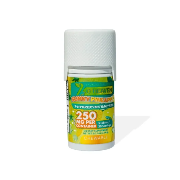 7-Oheaven 7-Hydroxymitragynine Kratom Leaf Extract Chewable Tablets 50 mg 5 Count Sunny Pineapple Front