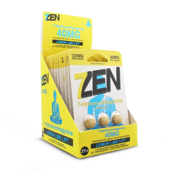 7Zen Chewable 7-Hydroxy Kratom Tablets 40 mg 3 Ct Lemon Lime Lift Display Box Front