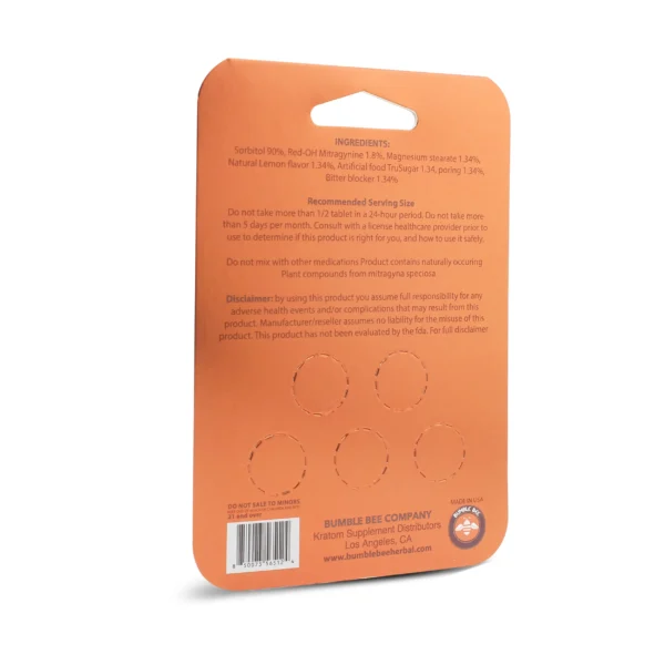 Bumble Bee Buzz Tabz Original 7-Hydroxy 40 mg Back