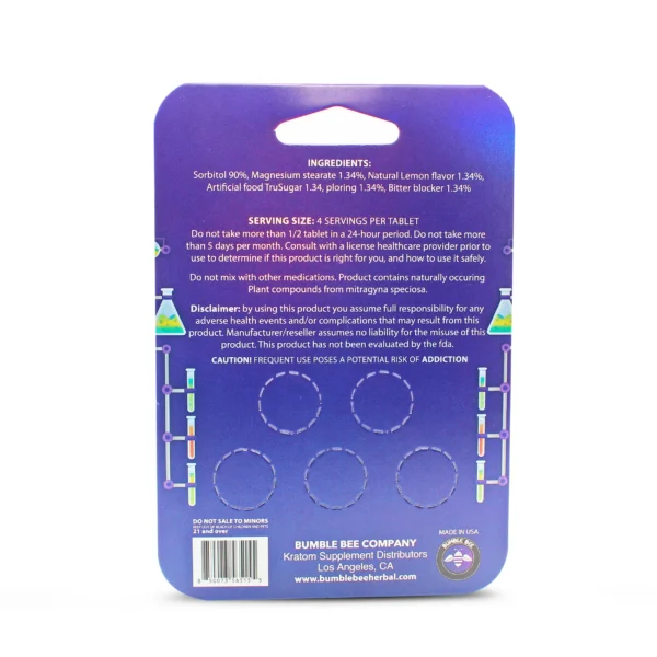 Bumble Bee Buzz Tabz Extreme 7-Hydroxy 60 mg Chewable Tablets 5 Tablets Original Back
