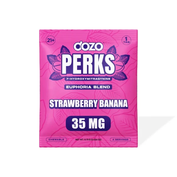 Dozo Perks 7-Hydroxy Chewable Tablets 35 mg Strawberry Euphoria Blend 1 Count Front