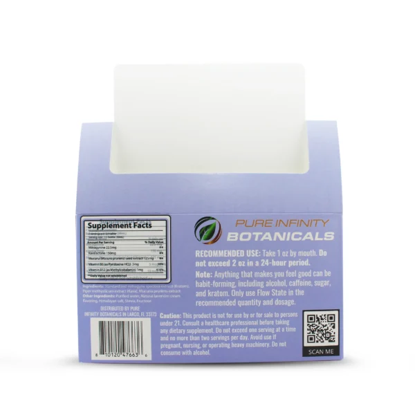 Flow State Elixir Kava Kratom Shot 60 ml Lavender Cream Display Box Back