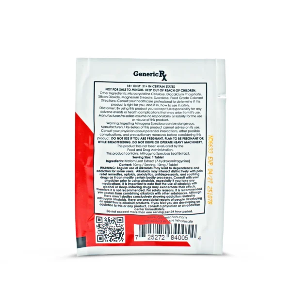 Generic RX 7-Hydroxy Kratom Extract Chewable Tablets 10 mg 3 Count Cherry Back