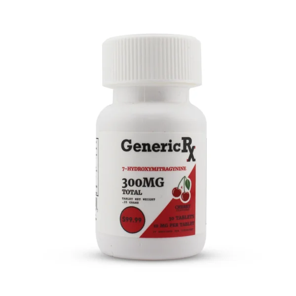 Generic RX 7-Hydroxy Kratom Extract Chewable Tablets 10 mg 30 Count Cherry Front