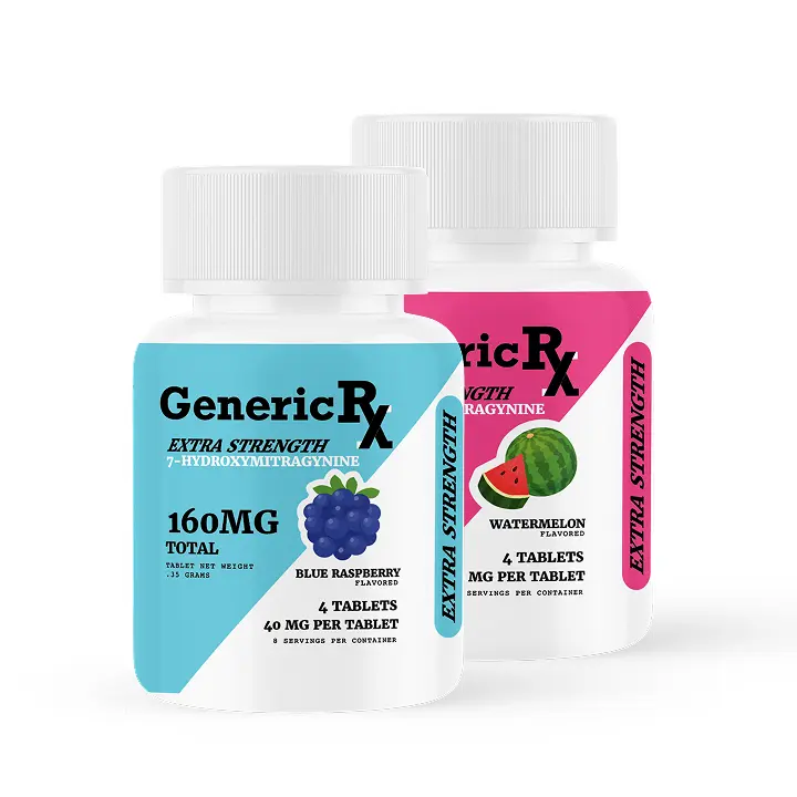 Generic RX Extra Strength 7-Hydroxy Kratom Extract Chewable Tablets 40 mg