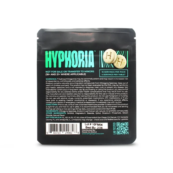 Pure Extract 7-Hydroxy Hyphoria Fresh Mint 30 mg Chewables Back