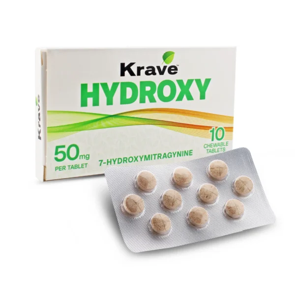 Krave 7-Hydroxy 50mg Tablets Front With Tablets 10 Count Original Flavor