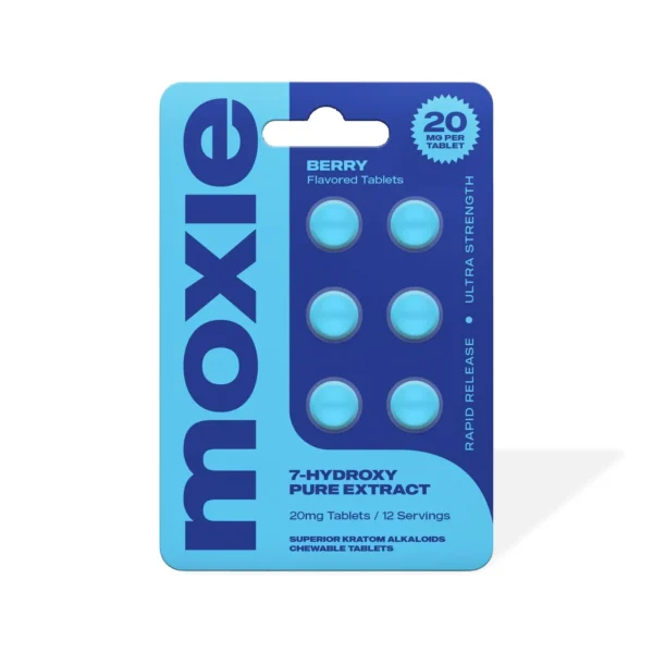 Moxie 7-Hydroxy Kratom Chewable Tablets 20 mg 6 Count Berry Front