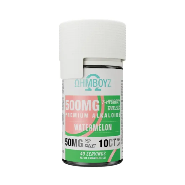 OHMBOYZ 7-Hydroxy Premium Alkaloid Chewable Tablets 50 mg 10 Count Strawberry Front