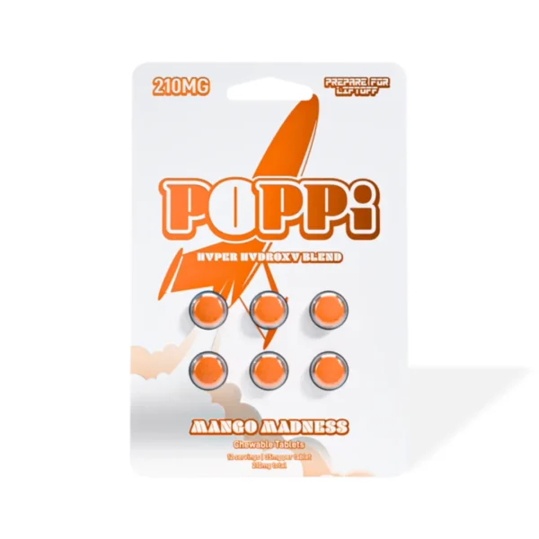 POPPi 7-Hydroxy Blend Mango Madness 6 Count 35 mg Each Tablet Total 210 mg Front
